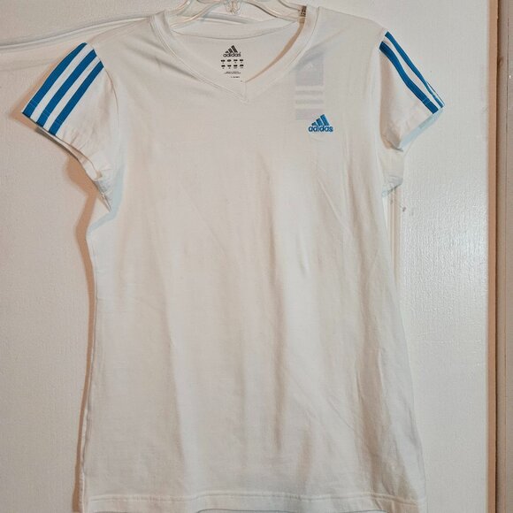 NWT adidas Active Short Sleeve V Neck Womens Training Regular Fit Top Large - Picture 2 of 5